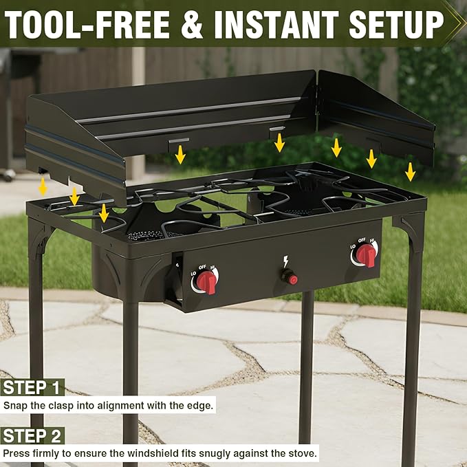 Bestfire Universal 54.3in Windscreen for 2 Burner Camping Stoves Compatible With ROVSUN/Gas One/ADREAK/SKOK and Most Outdoor Propane Stove Models, Easy to Install