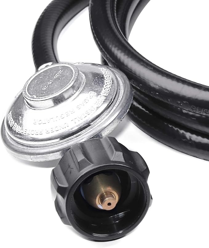 DOZYANT 8 Feet Universal QCC1 Low Pressure Propane Regulator Grill Replacement with 8 FT Hose for Most LP Gas Grill, Heater and Fire Pit Table, 3/8 inch Female Flare Nut