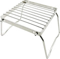 TreGoo Ultralight Mini Camp Grill with Foldable Legs – 304 Stainless Steel Grate, Portable Gas Stove & Campfire Stand, Compact Grill Grid for Backpacking/Camping/Hiking/Picnic/Travel/Fishing (Weave)