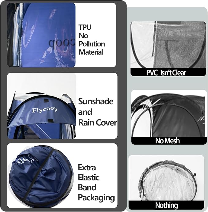 Sports Tent: Flycoop Portable Weather Pop Up Pod 1 Person to Provide Shelter from Wind Rain and Cold Weather Shelter for Outdoor Activities, Sports Events, Camping and Hiking
