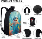 Backpack and Lunch Box Set Boys Shark Backpack 3 Piece Lightweight Backpacks Travel Bookbag for Kids Mochilas Escolares Para Niños Kindergarten Elementary Middle with Wrist Strap Keychain