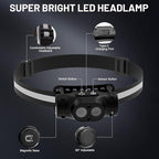 High Lumens Rechargeable Magnetic LED Headlamp for Camping, Hiking, Caving, Fishing, Waterproof Impact-Resistant Bright Head Light with 4 Light Modes, Adjustable Headstrap (5 Pack Magnetic Headlamp)