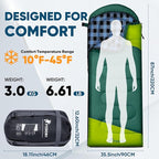PTEROMY Sleeping Bags for Adults, Lightweight and Machine Washable, Water Resistant Backpacking Camping Sleeping Bag for Warm Cold Weather, Camping Essentials for Hiking Travel