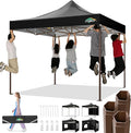 COBIZI 10x10 Pop Up Canopy Tent Heavy Duty with 4 Sidewalls, Commercial Easy Up Instant Canopy Outdoor for Events Party Wedding, All Weather Waterproof UV 50+ with Carry Bag (Leg Upgraded), Black