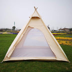 Free Space Outdoor 100% Cotton Canvas Waterproof Pyramid-Shaped Camping Tent (Beige, 2.15meters)