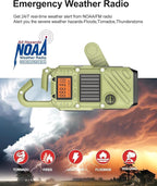 Rechargeable Adult Walkie Talkie with Emergency Solar Hand Crank Charging with FM/NOAA,Weather Alert,LED Flashlight-USB Charging and SOS Siren Long Range 2-Way Radio