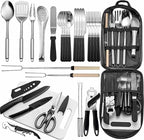 27-Piece Backpack Camping cookware Set, Portable Camping kitchenware Set for Barbecue, Outdoor Cooking, Picnic and Adventure Camping cookware Storage