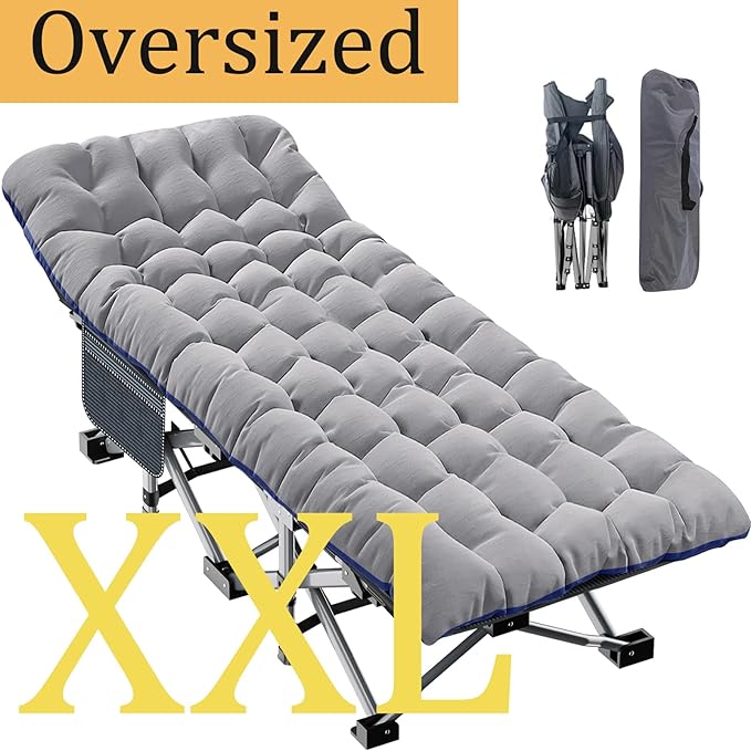 ABORON Oversized XXL Folding Camping Cot W/Mat for Adults, 78" L x 32" W x 18" H, Heavy Duty Outdoor Bed with Carry Bag,1200 D Layer Oxford Travel Camp Cots
