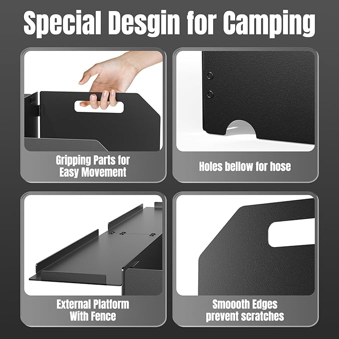 Camping Stove Windscreen, Lightweight Foldable Outdoor Wind Blocker Gas Stove Windshield Wind Screen Wind Guard for Camping Stove, Glamping, Black
