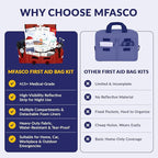 MFASCO Complete Emergency Response First Aid Kit Trauma Bag - 415 Piece Fully Stocked Supplies for Disaster Preparedness | for Business, Schools, Organizations, Groups, Home Safety (Reflective - Red)