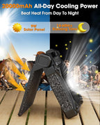 Solar Camping Fan 20000mAh, Solar Powered Fan with LED Lantern, Upgrade 9W Rechargeable Battery Operated Fans for Outside, 4 Speeds, 8H Timer and Quiet Battery Powered Solar Tent Fans for Outdoor