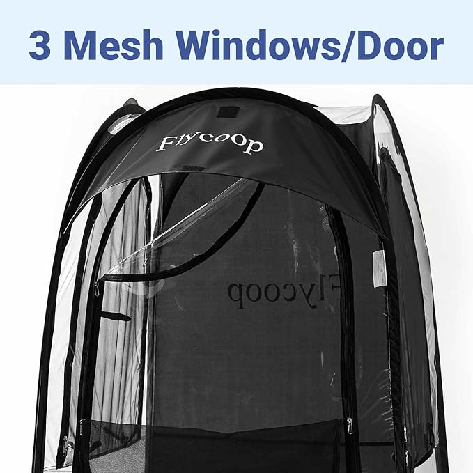 Sports Tent: Flycoop Portable Weather Pop Up Pod 1 Person to Provide Shelter from Wind Rain and Cold Weather Shelter for Outdoor Activities, Sports Events, Camping and Hiking