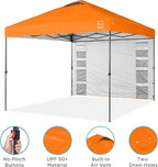Best Choice Products 10x10ft Pop Up Canopy Tent with Sidewall, 1 Person 1 Minute Set Up, Carry Case, 4 Weight Bags - Orange