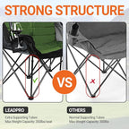 Double Camping Chair for Adults - Heavy Duty 700LB Oversized Padded Camping Loveseat, 2 Person Folding Outdoor Chair with Cup Holders for Lawn, Backyard (Green)