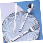 Yardwe 4sets Portable Stainless Steel Camping Cutlery Outdoor Tableware Fork Spoon and Cutter Compact Design for Easy Storage and Cleaning for Hiking and Picnics