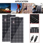 800W/400W Solar Panel 18V Semi-Flexible Monocrystalline Solar Cell DIY Cable Outdoor Car RV Waterproof Rechargeable Power System,800W
