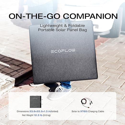 EF ECOFLOW 160 Watt Portable Solar Panel for Power Stations, 25% High Conversion Efficiency Foldable Solar Panel with Adjustable Kickstand IP68 Waterproof for Outdoor Camping RV, NextGen Version