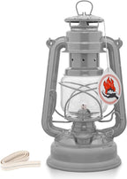 Feuerhand Outdoor Kerosene Fuel Lantern, German Made Weather Resistant Baby Special 276 Galvanized Hurricane Lamp for Camping or Patio, 10 Inches, Unpainted