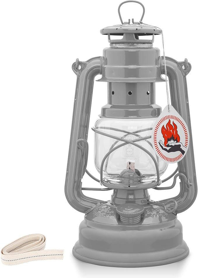 Feuerhand Outdoor Kerosene Fuel Lantern, German Made Weather Resistant Baby Special 276 Galvanized Hurricane Lamp for Camping or Patio, 10 Inches, Unpainted