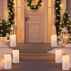 Wondise Waterproof Flameless Flickering Candles with Remote and Timer, Outdoor Waterproof Plastic LED Candels Battery Operated Pillar Candles for Ourdoor Garden Yard Decor (2 Pack D4 x H 8")