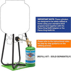 Flame King 1LB EMPTY Propane Cylinder Tank – Refillable – Reusable – Safe and Legal Refill Option – DOT Compliant – 16.4 oz for Camping, Backpacking, and Hiking (4-Pack), Green (YSN164-4)