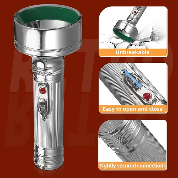 Angoily Flashlight, Vintage Flashlight LED Camping Gear Lantern Battery, 50 Lumens, Treasure Old Retro Handheld Night Searchlight, Water-Resistant and Hiking Worklight, Modern Farmhouse Decor