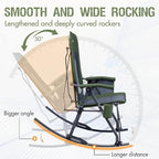 PORTAL Oversized Folding Rocking Camping Chair Portable Outdoor Rocker with High Back Hard Armrests Carry Bag, Supports 400 lbs