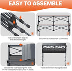 FUNYKICH Folding Camping Table(L39.4''xW19.7''), Aluminum Roll-up Portable Picnic Table with 2 Adjustable Height, Large Storage and Carrying Bag for Picnic, Camping, BBQ, Party, Backyard, Beach