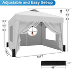 SANWAY 10x10 Pop Up Canopy Tent with Sidewalls x 4 – Easy Setup Canopy Tent, Waterproof, UV-Resistant, Portable with Carry Bag for Outdoor Events, Camping, and Backyard Parties – Silver White