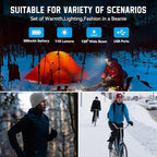 Valentines Day Gifts for Him, Beanie Hats with Light, USB Rechargeable LED Hand Free Headlamp, Birthday Gifts for Men, Women, and Teens, Ideal for Camping, Hiking, Grey