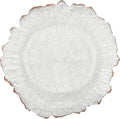 Charger Plates Set Round Embossed Dinner Plate Chargers Plastic Elegant Floral Plates for Dinner Wedding Party Event Table Kitchen Decoration 25PCS (Clear Gold 25pcs)