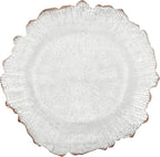 Charger Plates Set Round Embossed Dinner Plate Chargers Plastic Elegant Floral Plates for Dinner Wedding Party Event Table Kitchen Decoration 25PCS (Clear Gold 25pcs)