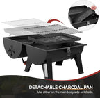 Royal Gourmet CC1619 Portable Tabletop Charcoal Grill, Convertible Lid-to-Grill Zone, Outdoor Compact Barrel BBQ Grill with 217 Sq. In. Grilling Space for Backyard, Patio and Parties, Black