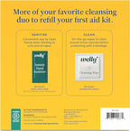 Welly First Aid Kit Refill Clean Carton 50ct | Individually wrapped Hand Sanitizer and Cleansing Wipes |
