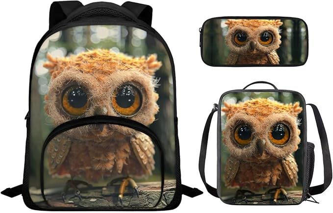 Owl Backpack for Boys 4-6 Toddler School Backpack 3-4 Boys with Lunch Bag and Pencil Case Lightweight Hiking Rucksack for Travel Back Bags with Water Bottles Pockets