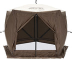 CLAM Pop Up Screen Tent, Outdoor Camping Gazebo Canopy, Adventure with Wind Panels, 9' x 9', Brown