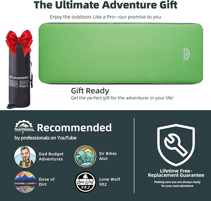 Gear Doctors Artemis 8.3 R-Value Self Inflating Sleeping Pad Camping—Air Mattress Camping—Mattress Pad 4 Season 3D Air Foam 4" Thick Insulated Inflatable Foam Sleeping Mat for Luxury Camp/Car/Cot/Tent