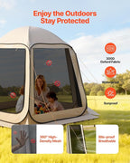 VEVOR 10 x 9.2 ft Pop-Up Screen House Tent, 4–8 Person Portable Screen Gazebo w/Carry Bag, Netting Sides & Ground Stakes, Quick Setup, Screened in Canopy for Garden, Patio & Backyard, Outdoor, Beige