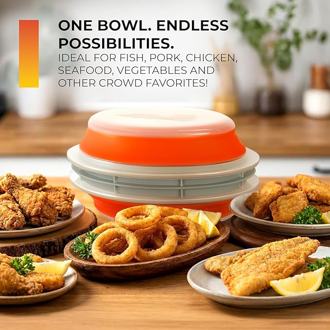 CanCooker Collapsible Plastic Batter Bowl | Mess-Free Breading Shaker Container & Mixer | Ideal for Fish Fry, Fried Chicken, Onion Rings, Wings & More - 12 Pack
