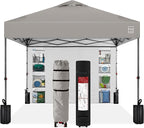 Best Choice Products 10x10ft Pop Up Canopy Tent with Sidewall, 1 Person 1 Minute Set Up, Carry Case, 4 Weight Bags - Light Gray
