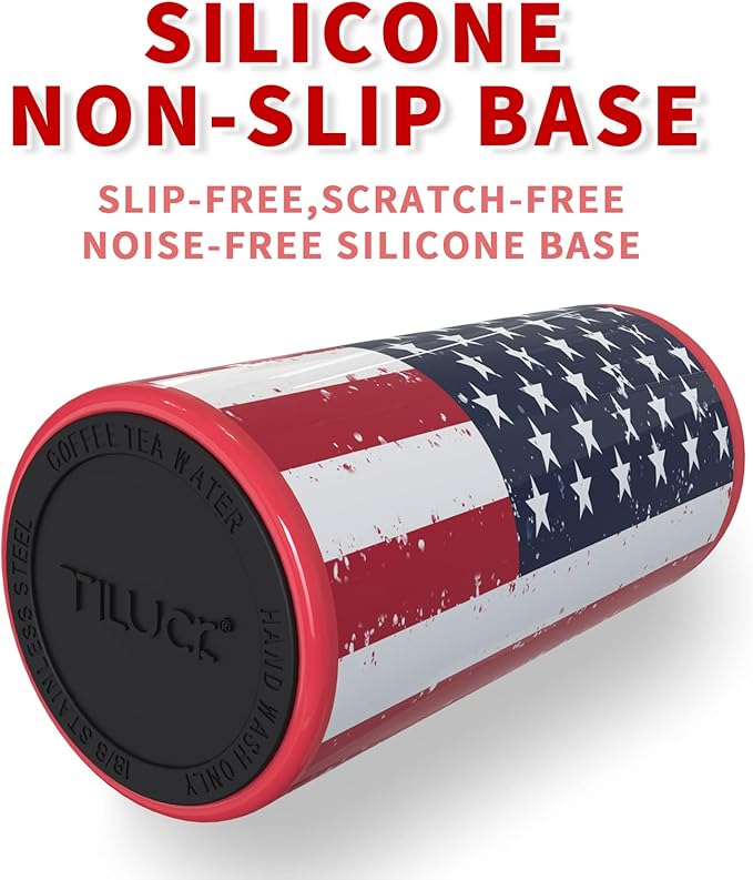 TILUCK Skinny Can Cooler for Slim Beer & Hard Seltzer, Stainless Steel, Doucle-Walled Stainless Steel Insulated Slim Cans, Standard 12 oz (U.S. Flag-NEW)