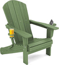 SERWALL Adirondack Chair with Cup Holders - Composite Adirondack Chairs HDPE Outdoor Chairs All Weather Use- Avocado