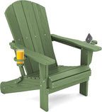 SERWALL Adirondack Chair with Cup Holders - Composite Adirondack Chairs HDPE Outdoor Chairs All Weather Use- Avocado