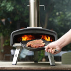 Mimiuo Outdoor Pizza Oven 12“ Wood Charcoal Fired Pizza Oven with Square Pizza Stone, Portable Pizza Stove for Outside Backyard Camping Picnics