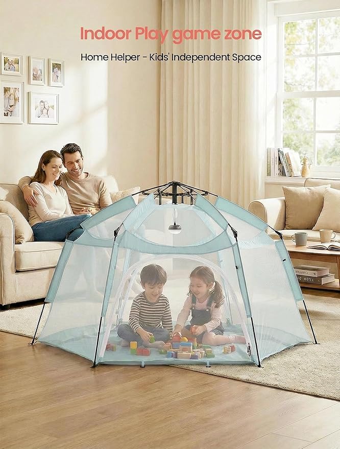 Portable Large Pop Up Kids Indoor Outdoor Tent with Canopy UV Cover,Thick Removable Floor for Sleeping Or Beach Shelter (Teal)