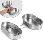 Goetland German Style M31 Military Mess Kit Mess Tin 304 Stainless Steel Backpacking Cookware Set Camping Pot Pan Set