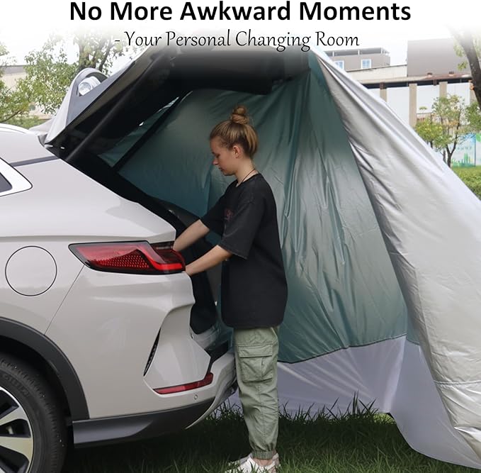 Hatchback Cabana with Magnets, 30 Second Setup Privacy Car Tent, Lightproof Changing Room for SUVs, Vans & MPVs, Turquoise & Blue