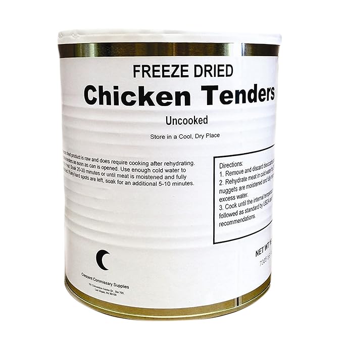 Military Surplus Freeze-Dried Uncooked Chicken Tenders 13 oz – Emergency Survival Food for Hunting, Camping, Backpacking & Long-Term Storage – 25+ Year Shelf Life – Made in USA – Easy Prep – 18 to 22 Tenders per Can