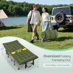 Suteck 32In XXL Folding Camping Cot, 900LBS Heavy Duty Sleeping Cot with Pillow Mattress, 1200D Double-Layer Oxford Portable Cot for Adults with Carry Bag for Home Office Nap Beach Travel