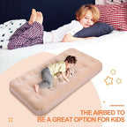 Geetery Kids Air Mattress Toddler Inflatable Airbed 55x27.6x8.7 Inch Foldable Comfort Flocked Blow up Bed with Patch Kit Portable Sleepover Mattresses for Home Travel Camping Party(Beige, 6 Pcs)